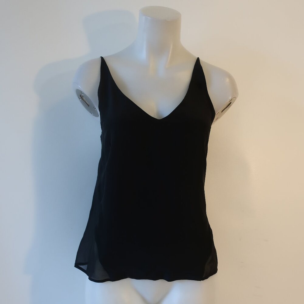 Womens J Brand 100% Silk Black V-Neck Camisole S
